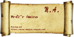 Mrár Amina névjegykártya